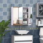 HOMCOM Wall Mount Medicine Cabinet with Mirror and Two Doors - Light Lilac-Constructed of MDF with for durability  