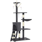 PawHut 53" Large Activity Centre Cat Tree Tower with Condo - Dark Grey-Multi-use activity centre with cat condo, perch, ladder, hammock for endless entertainment 