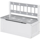 Qaba Toddler Toy Box Storage, Kids Storage Bench Seat with Backrest - Grey-2-in-1 design allows it double as a comfy place to relax for your child
