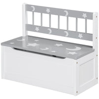 Qaba Toddler Toy Box Storage, Kids Storage Bench Seat with Backrest - Grey-2-in-1 design allows it double as a comfy place to relax for your child
