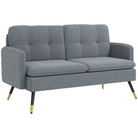 HOMCOM 55" Loveseat Sofa with Button Tufted Back - Dark Grey-Two-seater design is excellent for limited spaces yet spacious enough to curl up to read  
