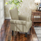 HOMCOM Fabric Accent Chair with Wood Legs - Rolled Arms for Living Room - Beige-Overall Dimension: 31.5" W x 28.7" D x 37" H (80 x 73 x 94 cm) 
