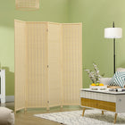 HOMCOM 4 Panel Bamboo Hand-Woven Freestanding Room Divider for Home Office - Natural Wood-Folding design with four panels and metal hinges, easy to create a new look and space-saving to store
