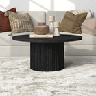 Hudson&Canal Rollan 32"W Round Coffee Table - Black Grain-Tabletop features a weight capacity of 75 lbs