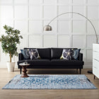 Modway Chiara Distressed Floral Lattice Contemporary Area Rug - 8 ft W x 10 ft L - Moroccan Blue-Protect Floors From Traffic/Furniture
