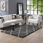 Modway Toryn Diamond Lattice Shag Area Rug - 5 ft W x 8 ft L - Dark Grey/Ivory-Shag Weave Of Approx. 2 Inches