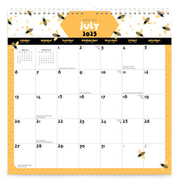 BrownTrout 2026 Hanging 18-Month Monthly Square Wire-O Calendar Sticker Sheet - Busy Bees - 12" x 12" -Personalized Stickers - Customizable stickers in a variety of shapes and colors, which can be used for important dates and appointments, and repositioned to a new date