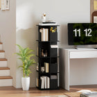HOMCOM 4 Tier Rotating Bookshelf Tower - Black Wood Grain-Assembly required