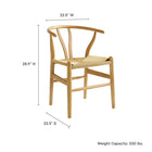 Modway Amish 29" Wood Dining Chair - Natural-V-Shaped Cutaway Backrest