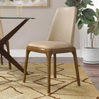 Manhattan Comfort Courding 20.9" Modern Faux Leather Upholstered Dining Chair - Tan and Walnut-Based Made of Durable Solid Ash Wood