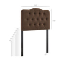 Modway Annabel Premium Linen Blend Twin Headboard - Cocoa-Diamond Button Tufting