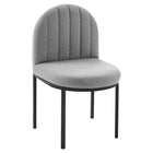 Modway Isla Upholstered Fabric Dining Side Chair - Black/Light Grey - 2 Pack-Matte Black Stainless Steel Base