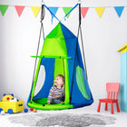 Outsunny Kids Waterproof Hanging Tree Swing Tent - Green-Water-resistant, letting raindrops roll down to the ground 