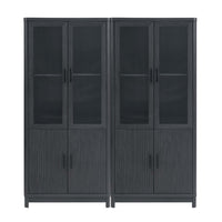 Manhattan Comfort Jodie 31" Mid-Century Modern Bookcase - Charcoal Grey - Set of 2-Mid-Century Modern Bookcase for Home Office, Living Room, and Extra Storage Use. Set of 2