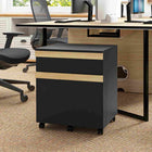 Vinsetto 2-Drawer Letter/A4 Filing Cabinet with 5 Wheels - Black Wood Grain-Tabletop can hold printers, scanners, or display personal items
