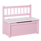 Qaba 2-in-1 Kids Toy Box Storage Organizer with Safety Pneumatic Rod - Pink-2-in-1 design allows it double as a comfy place to relax for your child
