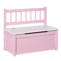 Qaba 2-in-1 Kids Toy Box Storage Organizer with Safety Pneumatic Rod - Pink-2-in-1 design allows it double as a comfy place to relax for your child
