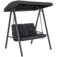 Outsunny 2 Seater Covered Outdoor Swing Chair with Removable Cushion Tilt Canopy - Black-Comfortably holds 2 people for the lounging experience
