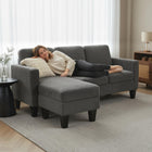 HOMCOM L-Shaped Sectional Couch with Changeable Chaise - Dark Grey-Space-saving L-shape design maximizes utility in compact living areas  