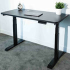 MotionGrey 55" Motion Electric Height Adjustable Standing Desk with German Dual Motors for Home and Office- Black Top- Black-MDF surface desk top with industrial grade steel standing desk leg frame