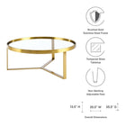 Modway Relay Coffee Table - Gold-Brushed Gold Stainless Steel