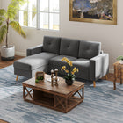 HOMCOM Sectional Sofa with Changeable Chaise for Bedroom - Dark Grey-Track armrests and overstuffed back cushions offer support