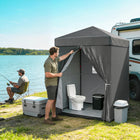 Outsunny 5 ft W x 5 ft Lt Compact Pop Up Canopy Tent - UPF50+ Portable Privacy Canopy - Dark Grey-Pop-up design for fast, solo setup