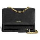Champs Gala Collection Leather Clutch Shoulder Bag - Black-Made of Genuine Leather