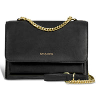 Champs Gala Collection Leather Clutch Shoulder Bag - Black-Made of Genuine Leather