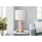 Monarch Specialties 23" H Contemporary Table Lamp - Pink Ceramic / Ivory / Cream Shade-The convenient on/off turn knob switch that operates up to a standard 100W bulb (not included), to brighten and illuminate a living room, bedroom, or office space with an inviting ambiance
