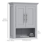 kleankin Bathroom Wall Cabinet with Shelf - Grey-Made of MDF for stable construction