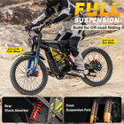 Gyrocopters ZX3 Electric Dirt Bike for Adults - Speed upto 60 kmph - PAS Range upto 161 km - Peak 2800W - 24" - Yellow-Chunky, Multi-Terrain - 24.5" Off-Road Tires
