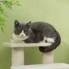 PawHut 4-Step Carpeted Pet Stairs with Scratching Post - Cream White-Material: Particle Board, Berber Fleece 