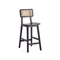 Manhattan Comfort Versailles 15.75" Industry Chic Counter Stool - Black and Natural Cane-Modern - Industry Chic Cane Counter Stool Perfect Counter Height Bar and Islands