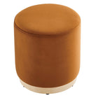 Modway Tilden 16" Round Performance Velvet Upholstered Ottoman - Rust/Natural-Arrives Fully Assembled