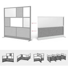 Luxor Modular Wall Extension - 70" W x 48" H - Wide Grey Frame, Frosted Acrylic, Cool Grey PET-Connects with all Luxor Room Divider Walls