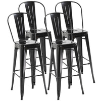 HOMCOM Industrial Bar Stools with Removable Back and Metal Frame - Black - 4 Pack-Set of four in an industrial style to create a matching look
