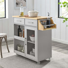 Modway Culinary Kitchen Cart With Spice Rack - Light Grey Natural-Particleboard and Paper Laminate