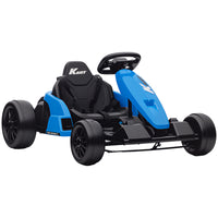 Qaba 24V Kids Electric Go Kart with Dual 150W Motors - Blue-Powerful dual motors deliver thrilling acceleration for a real racing experience 