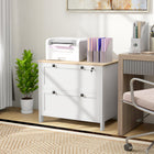 HOMCOM Lateral File Cabinet with Lock - White-Tabletop suitable for printers, scanners, or personal items