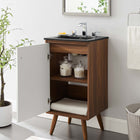 Modway Transmit 18" Bathroom Vanity - Walnut/Black-Ceramic Sink Basin