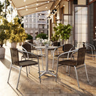 Flash Furniture 23.5" Round Aluminum Indoor-Outdoor Table Set with 4 Dark Brown Rattan Chairs-Set Includes Table and 4 Chairs