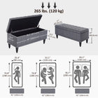 HOMCOM Tufted Linen Storage Ottoman Bench with Soft-Close Lid - Grey-Covered hardwood feet are raised to keep from scratching the floor