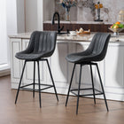 HOMCOM 27" Counter Height PU Leather Bar Stools - Black - 2 Pack-Curved, cushioned backrest and seat ensure comfort
