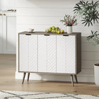 HOMCOM Modern 36" L Sideboard Buffet Cabinet - Grey-Equipped with two adjustable shelves to accommodate items of various heights