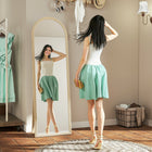 HOMCOM Arched Full Body Mirror - 21" W x 64" H - Beige-Made with HD tempered glass and a shatterproof film for safety 