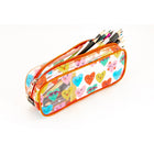 Hilroy Retro Hearts Zipper Pencil Pouch - Clear-Bright orange zipper trim for easy opening and closing