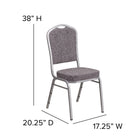 Flash Furniture HERCULES Series Crown Back Stacking Banquet Chairs with Herrwithgbone Fabric & Silver Frame - 4 Pack-CA117 Fire Retardant Foam