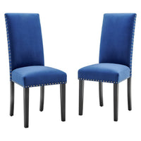 Modway Parcel Performance Velvet Dining Side Chairs - Navy - 2 Pack-Modern Accent Chair