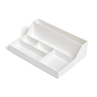 TRU RED 6-Compartment Plastic Desktop Organizer - White-This multi-compartment organizer helps you store and organize paper clips, pens, stickies, and more